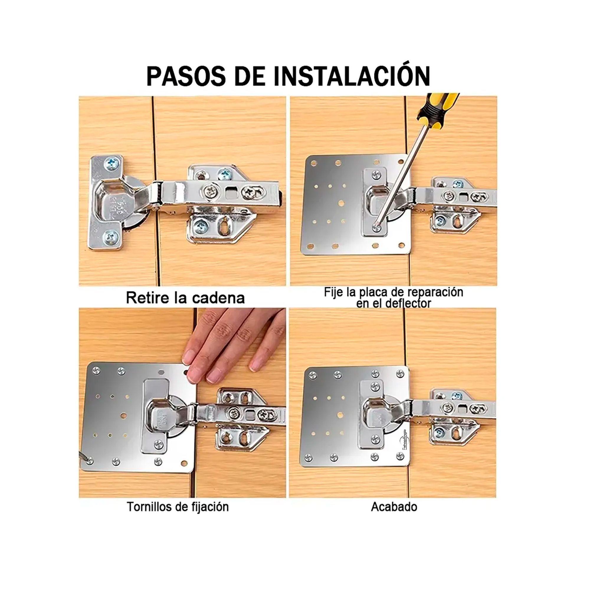 10u Placas Reparacion Bisagra Mueble Puerta Acero Inoxidable-5