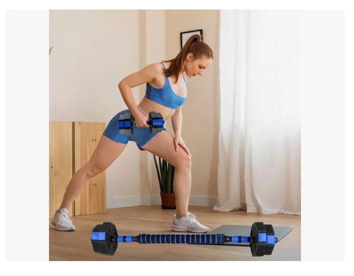 Kit Mancuernas Y Barra Armable 15kg Pesas Ajustables Fitness-4