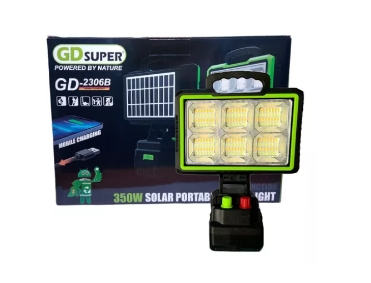Reflector Proyector Led Solar Portátil De 350w - Panel Solar-5
