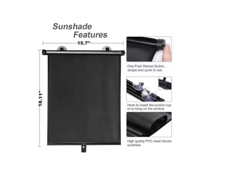 Parasol Protector Cortina Enrollable De Ventana Para Auto-7