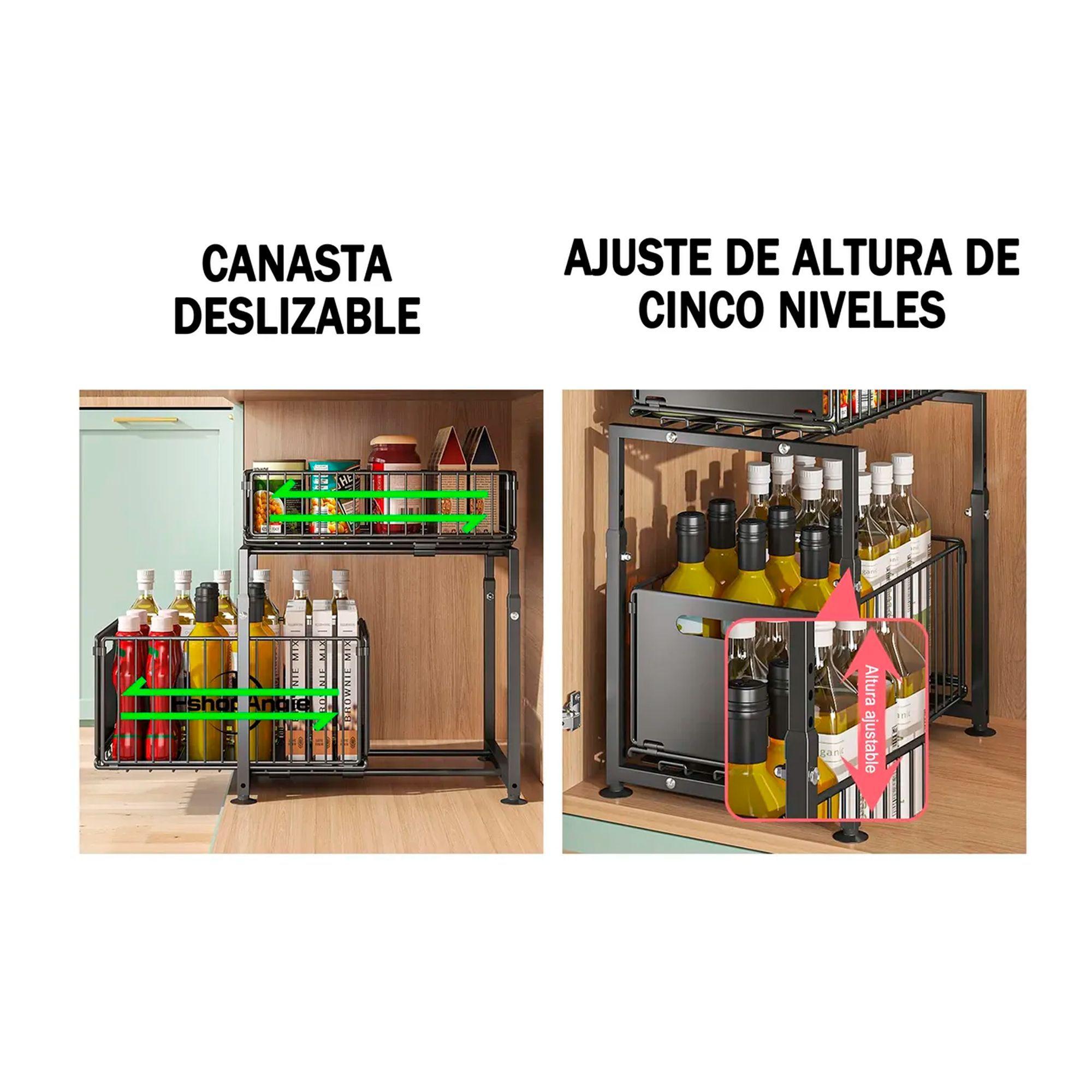 Estante Organizador Multiuso Deslizante Cocina Baño 2 Pisos-4