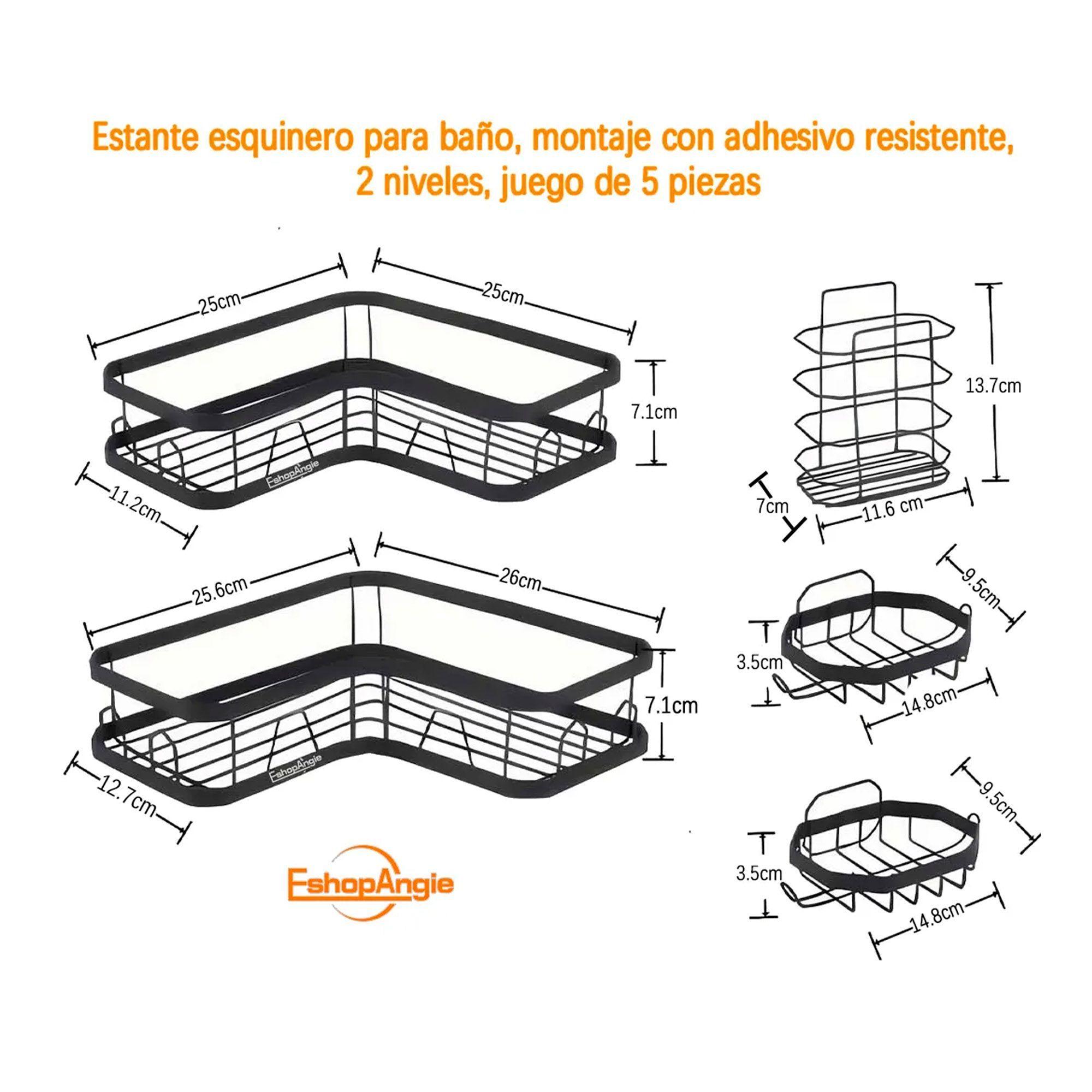 Set 5 Piezas Esquinero Organizador Ducha Baño Con Adhesivos-4