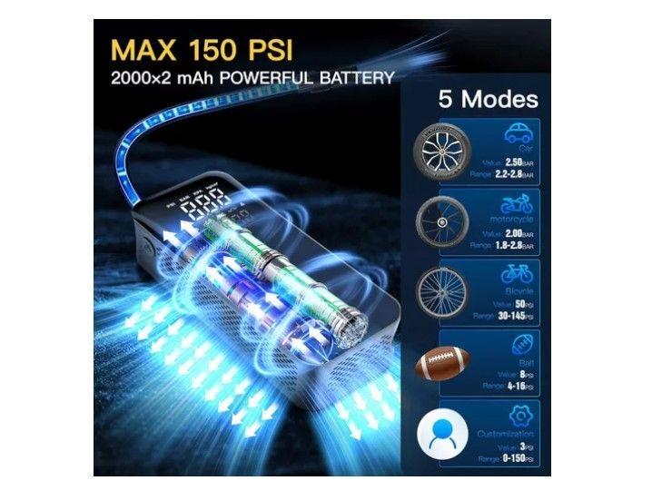 Compresor Aire 150psi Auto Moto Bicicleta Power Bank 2600mah-6
