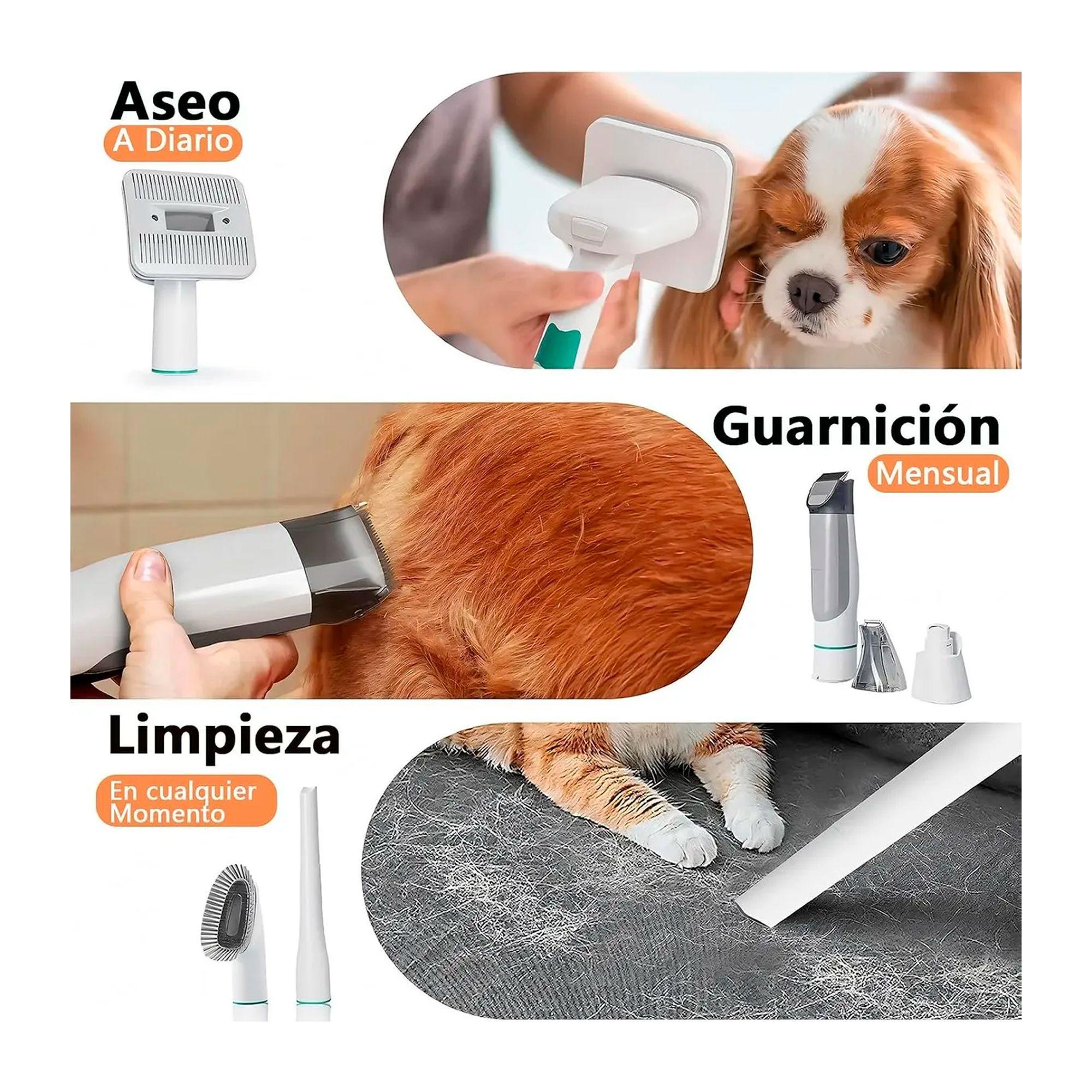 Kit Cortapelo Aspiradora Perros Gatos Aseo Mascotas 2 En 1-5