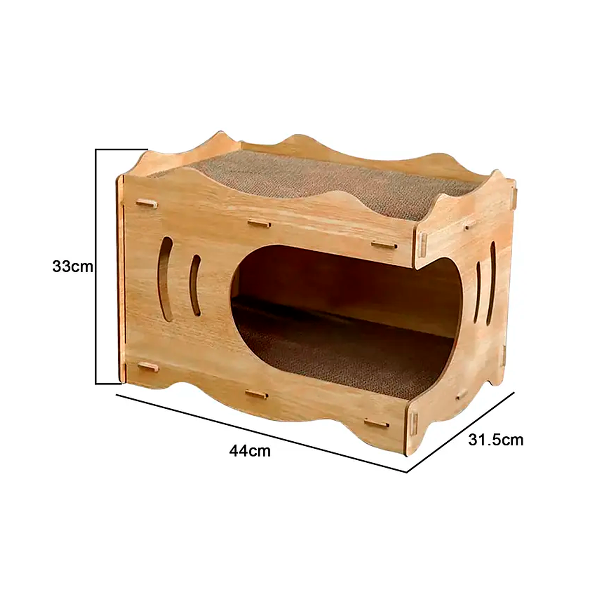Cama Casa De Madera Para Gatos Con Rascador Interno-1