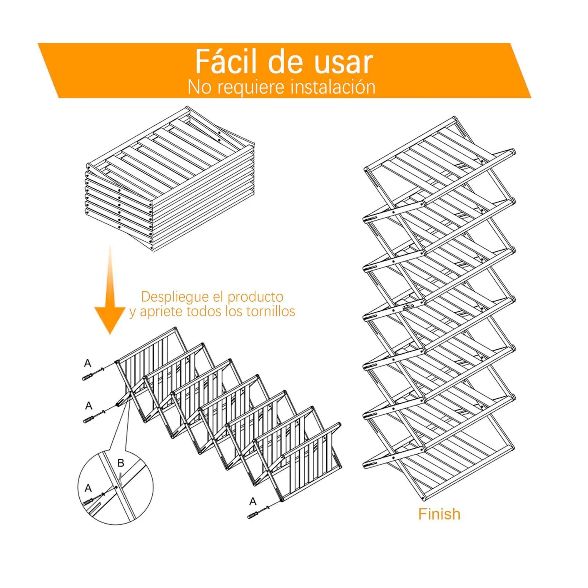 Zapatero Organizador Plegable De Bambu 7 Niveles Multiuso-3