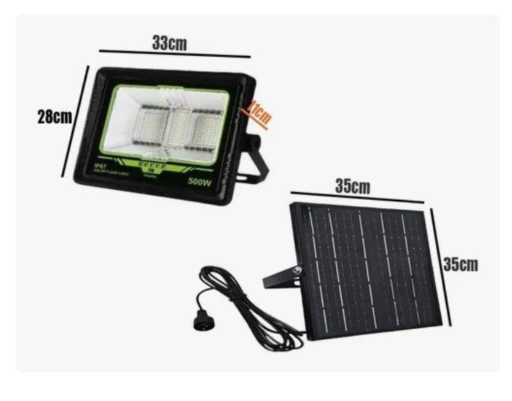 Foco Solar Reflector 500w Ip67 + Panel Solar +control Remoto-3