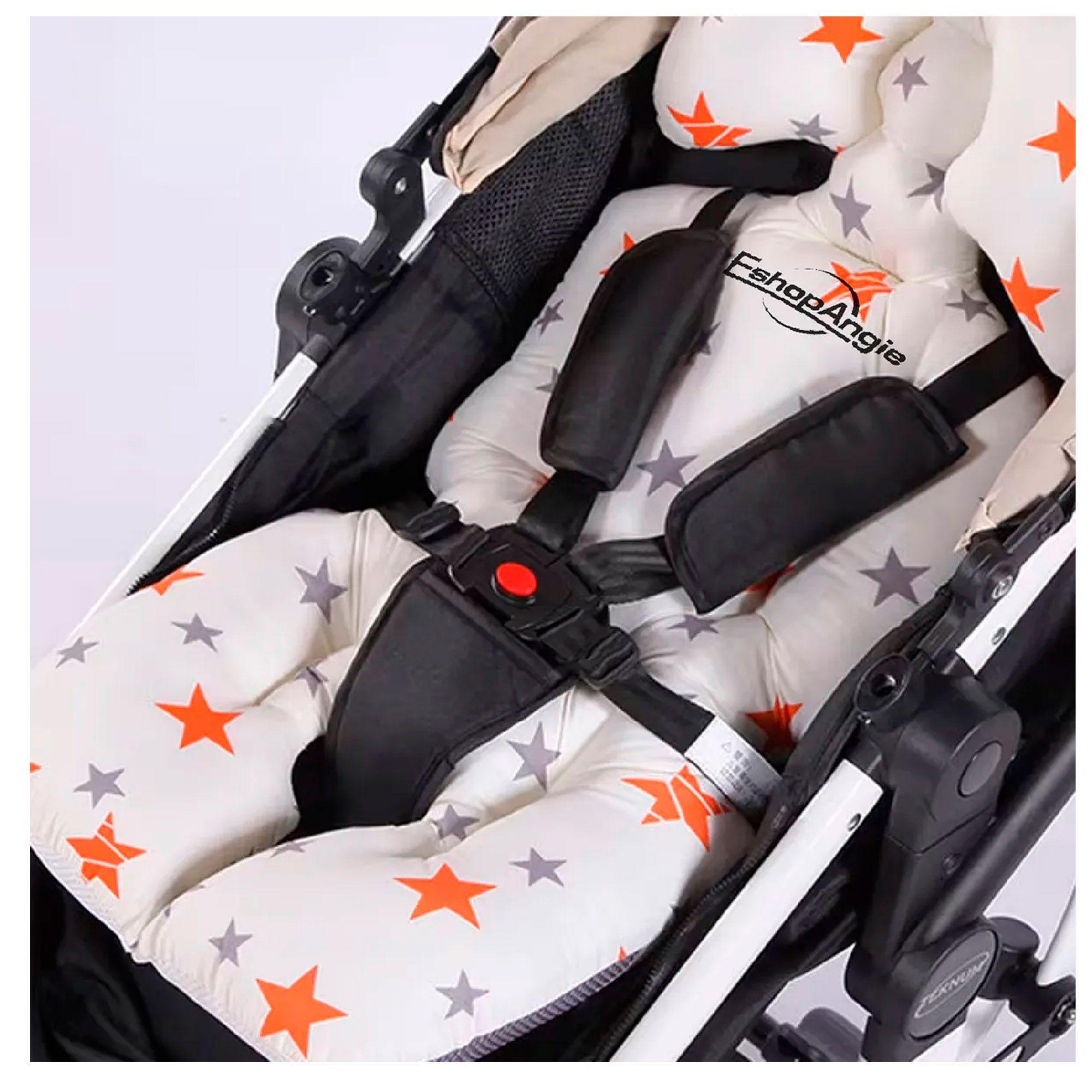 Cojin Para Coche De Bebe O Silla De Auto Acolchado Multiuso Blanco Estrellas-4