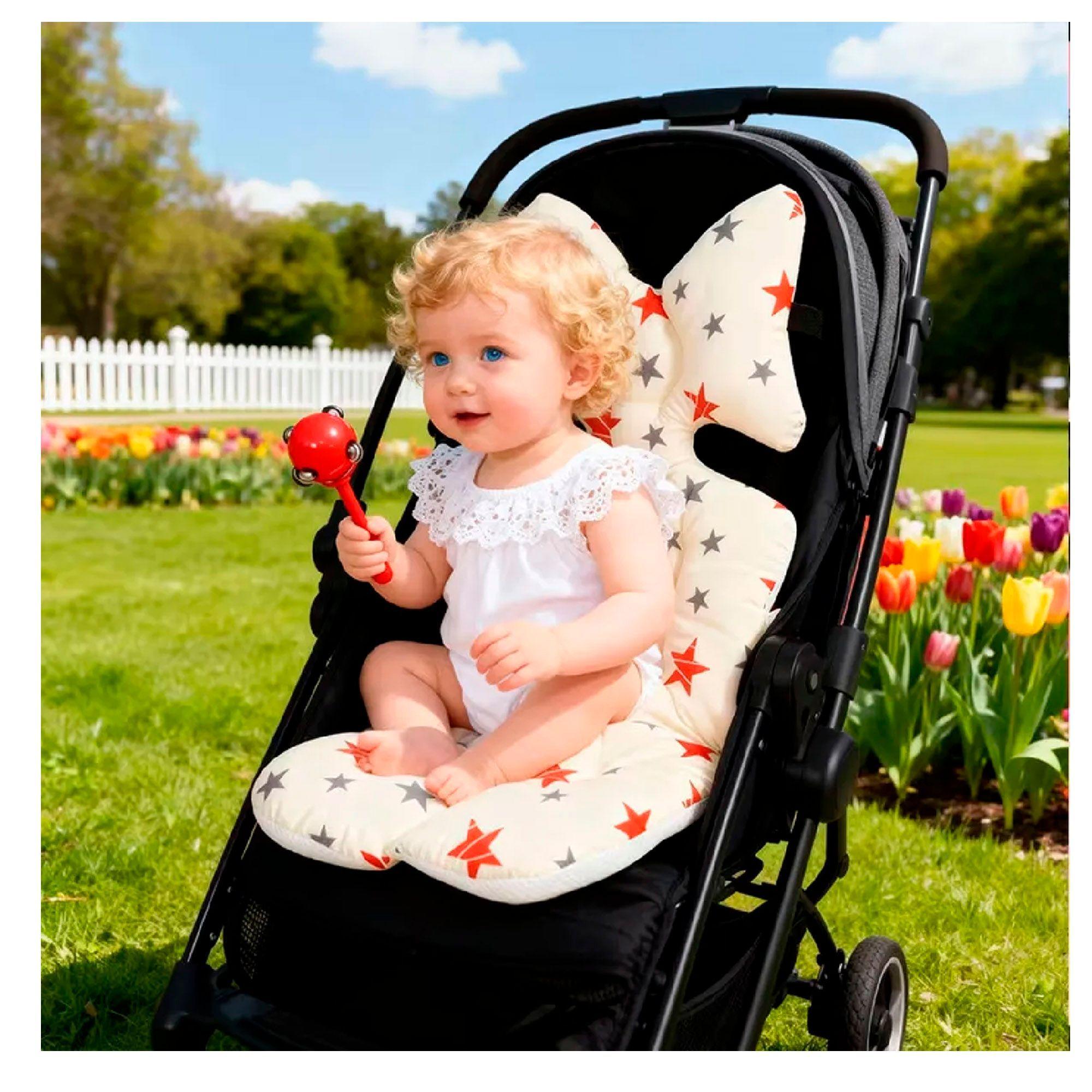 Cojin Para Coche De Bebe O Silla De Auto Acolchado Multiuso Blanco Estrellas-5