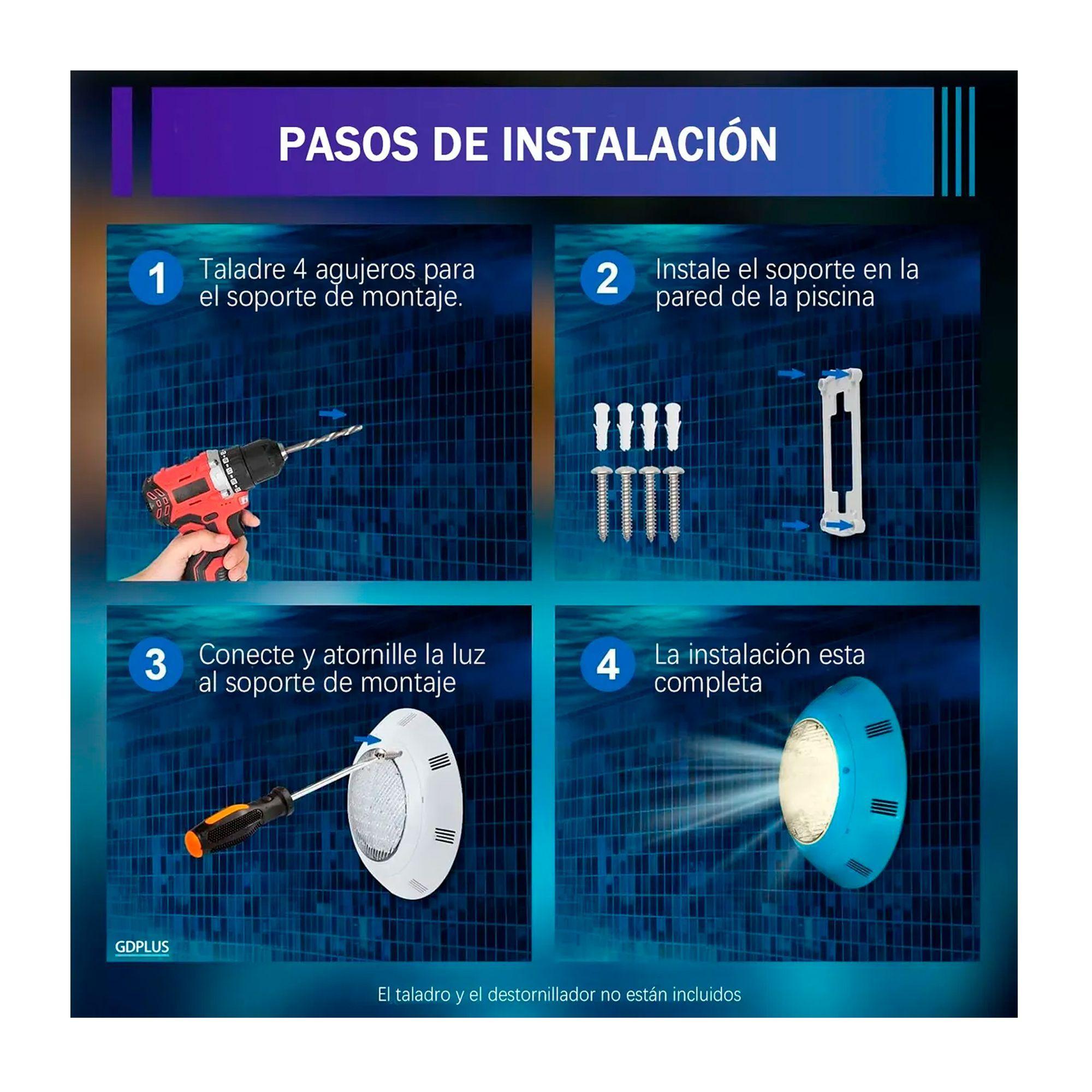 Foco Led Piscina Subacuatico 18w Luz Calida Sobreponer-5
