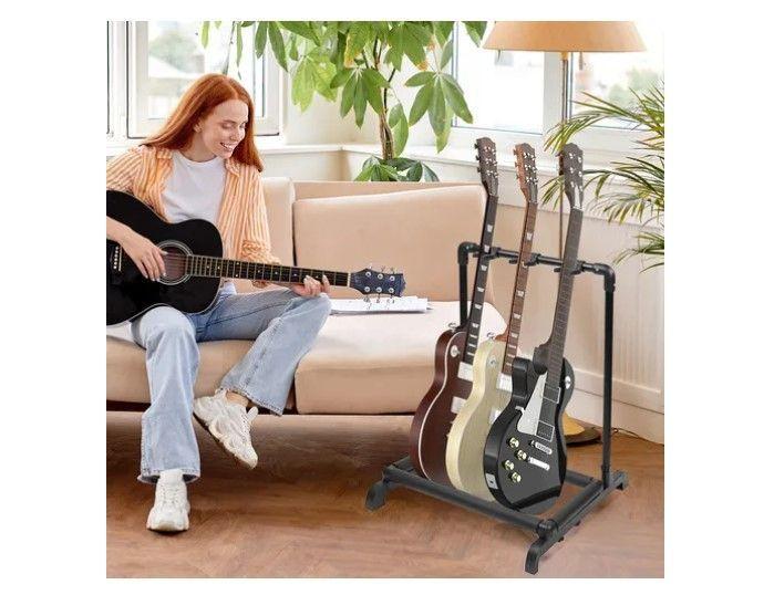 Atril Soporte Triple Para Guitarra Y Bajo Portatil-5