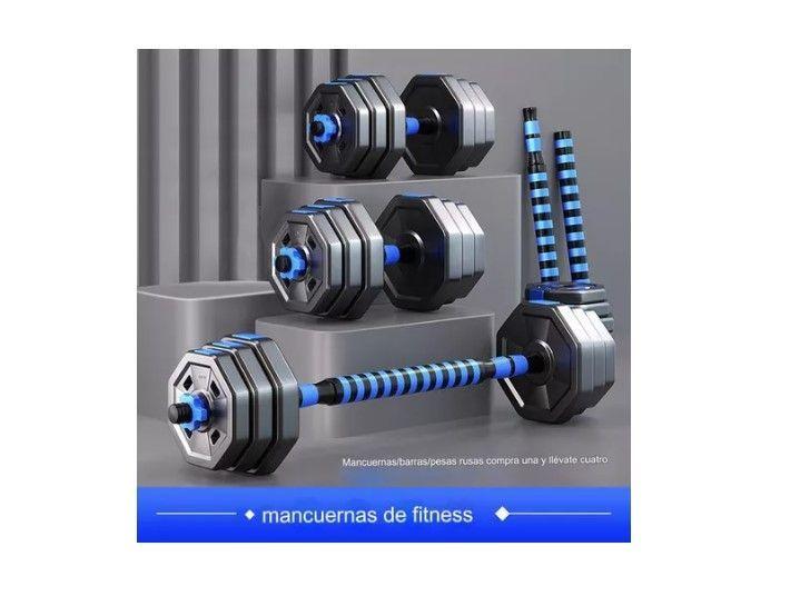 Set Mancuernas Y Barra Armable 20kg Pesas Ajustables Fitness-3