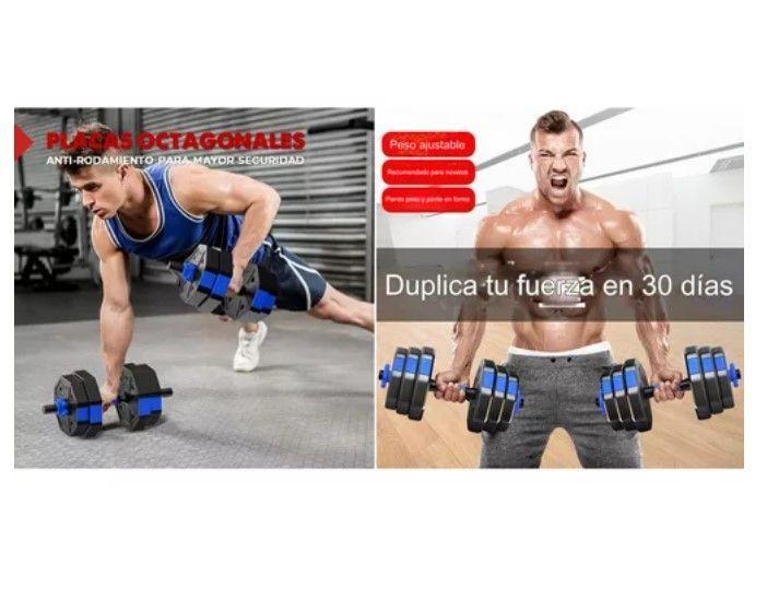 Set Mancuernas Y Barra Armable 20kg Pesas Ajustables Fitness-6