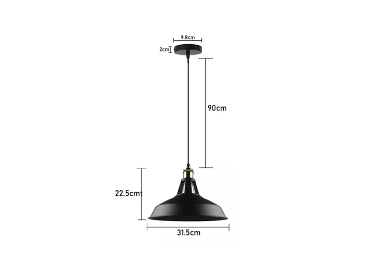 Lampara Colgante Retro Campana Aluminio Soquetee27+ampolleta-2