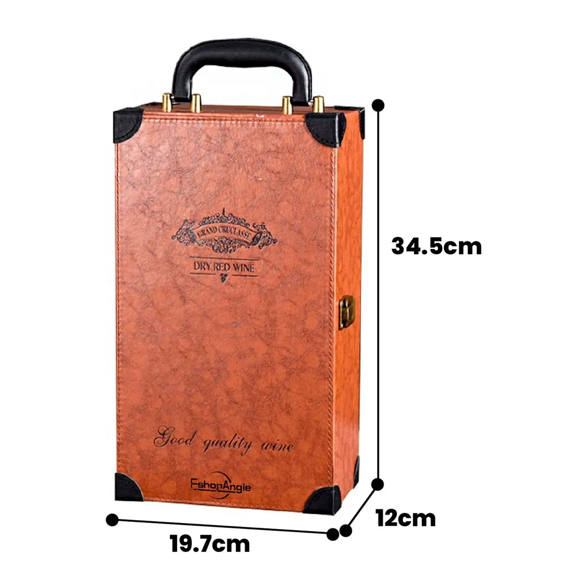 Caja Para Vinos Maleta De Cuero Con Accesorios -3