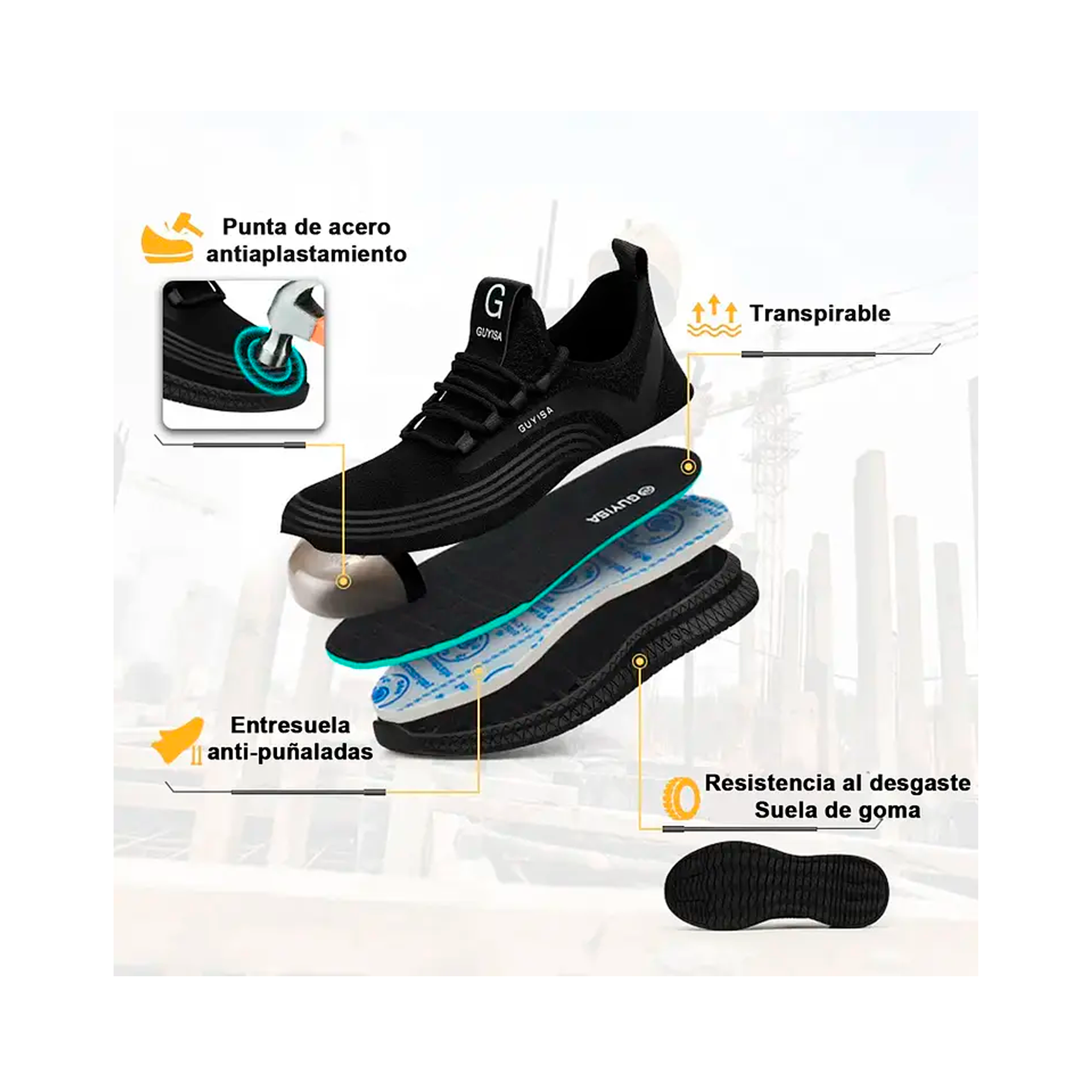 Zapatilla De Seguridad Zapato Industrial  Unisex-2
