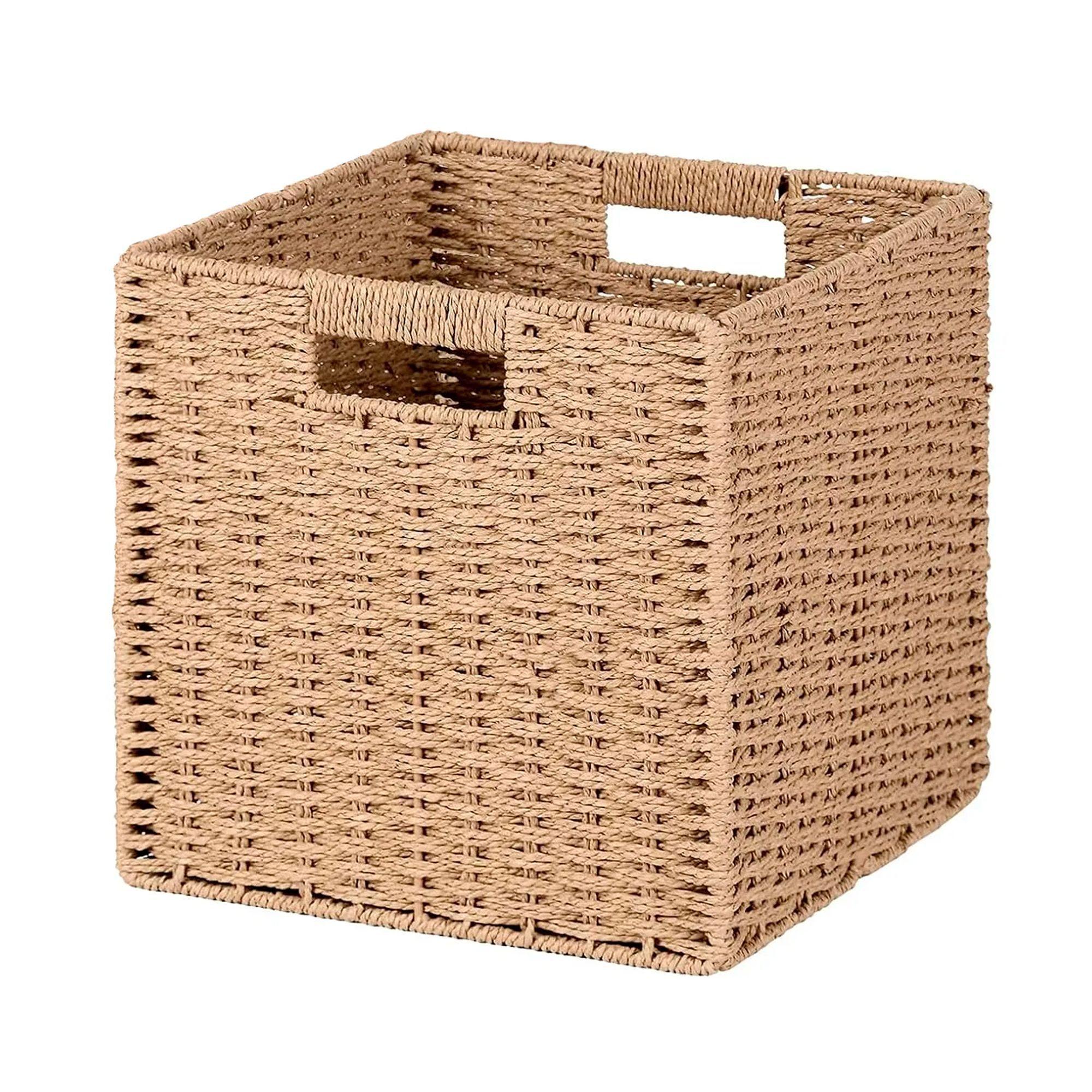 Canasto Organizador De Mimbre De Cuerda De Papel 32x32x32-0