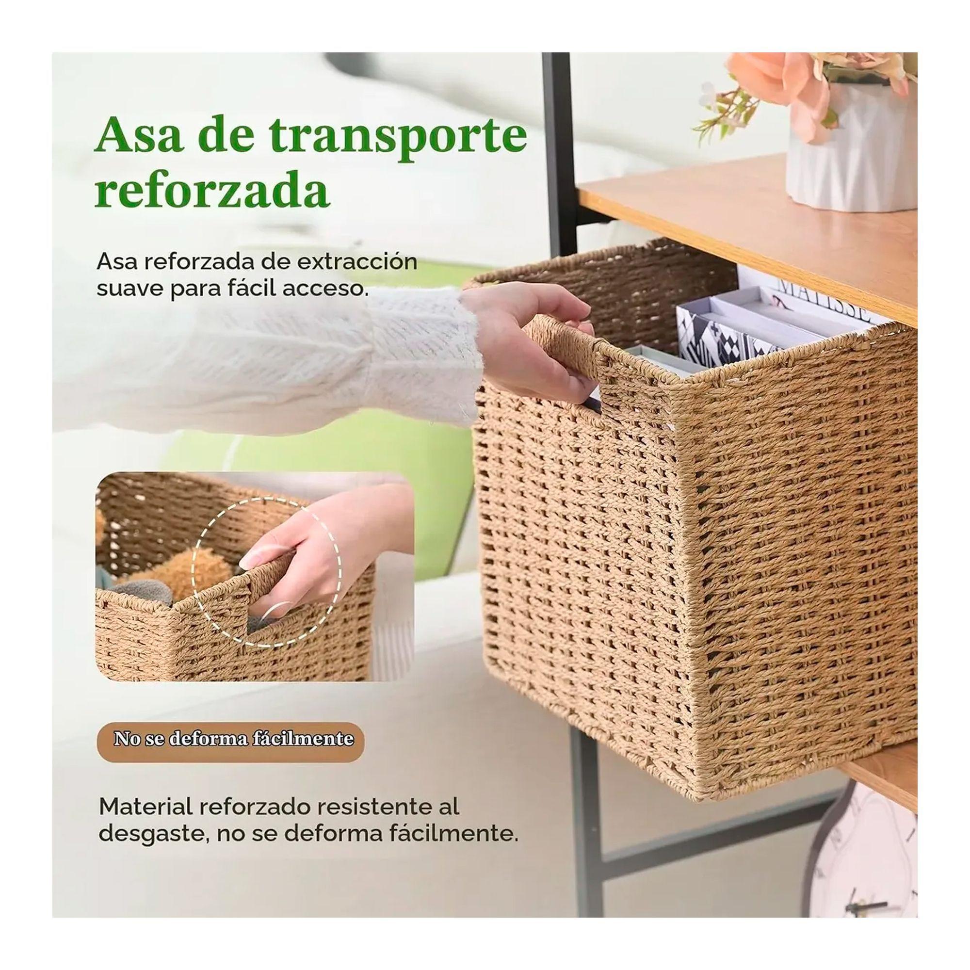 Canasto Organizador De Mimbre De Cuerda De Papel 32x32x32-1