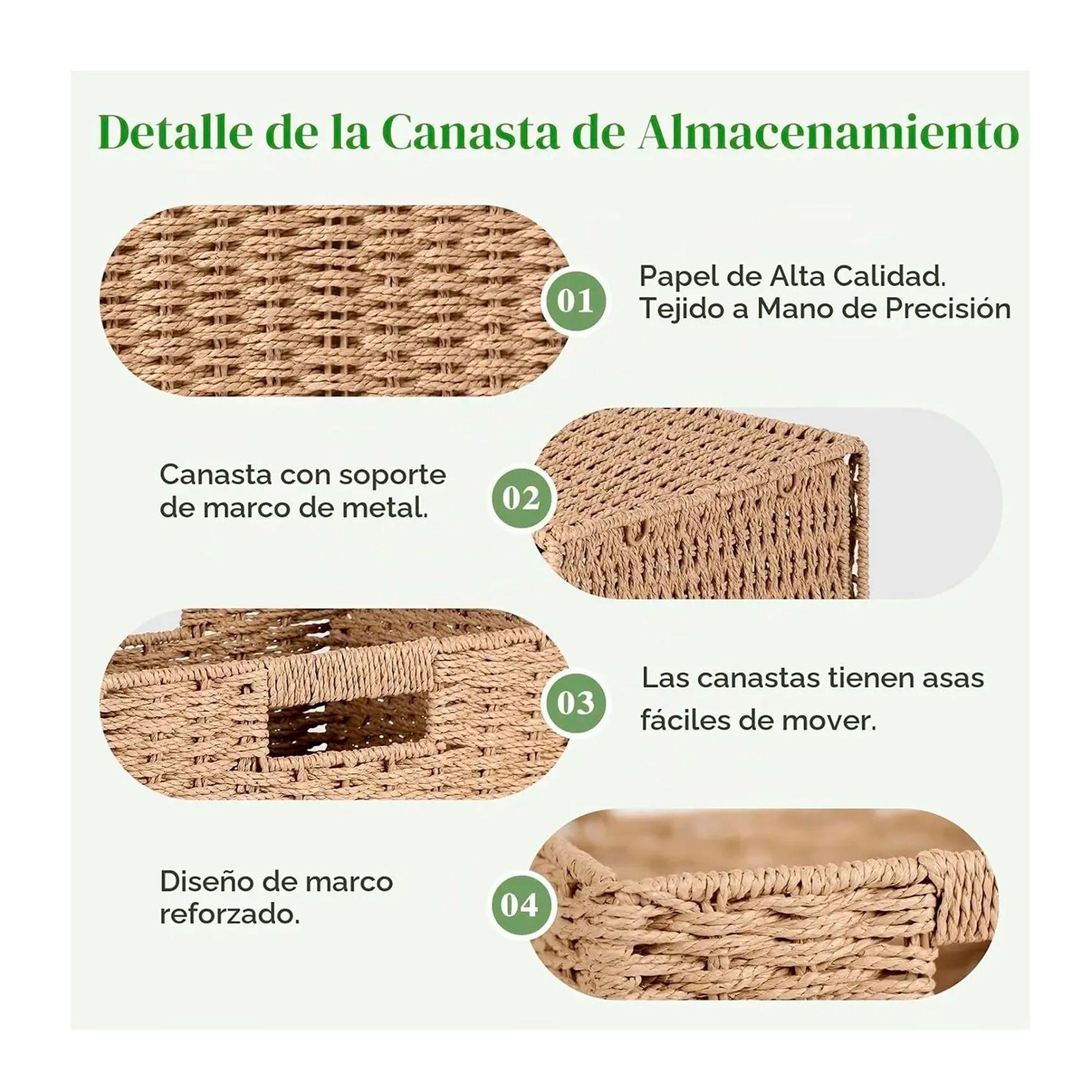 Canasto Organizador De Mimbre De Cuerda De Papel 32x32x32-2
