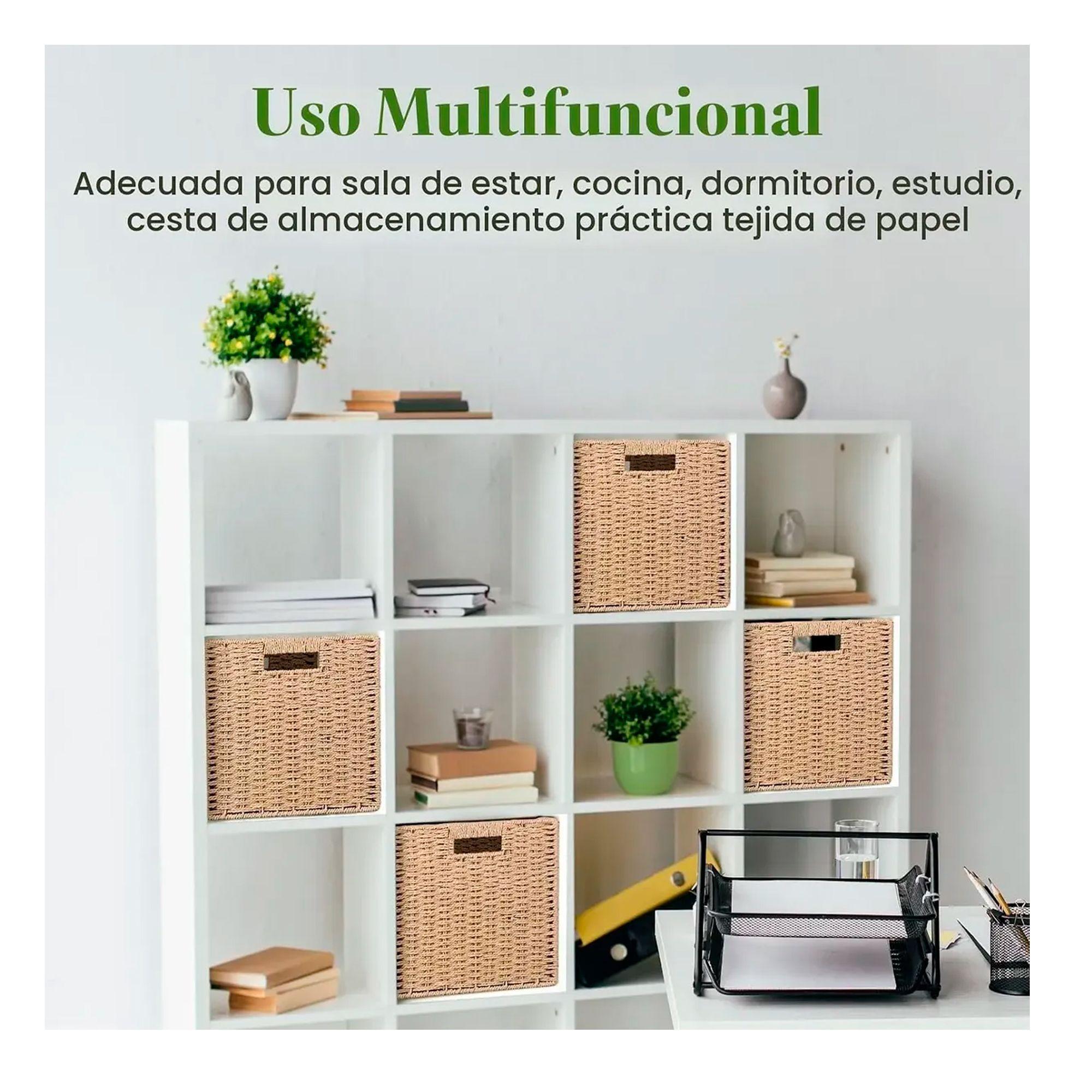 Canasto Organizador De Mimbre De Cuerda De Papel 32x32x32-3