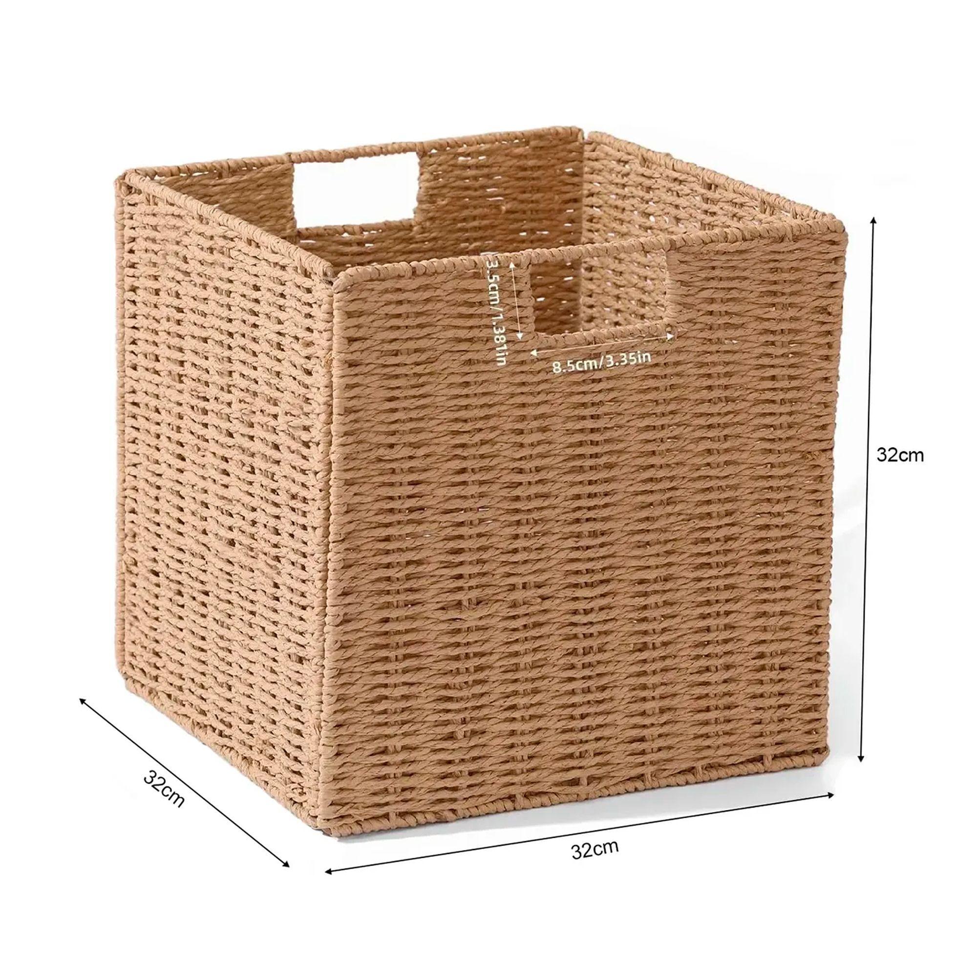 Canasto Organizador De Mimbre De Cuerda De Papel 32x32x32-6