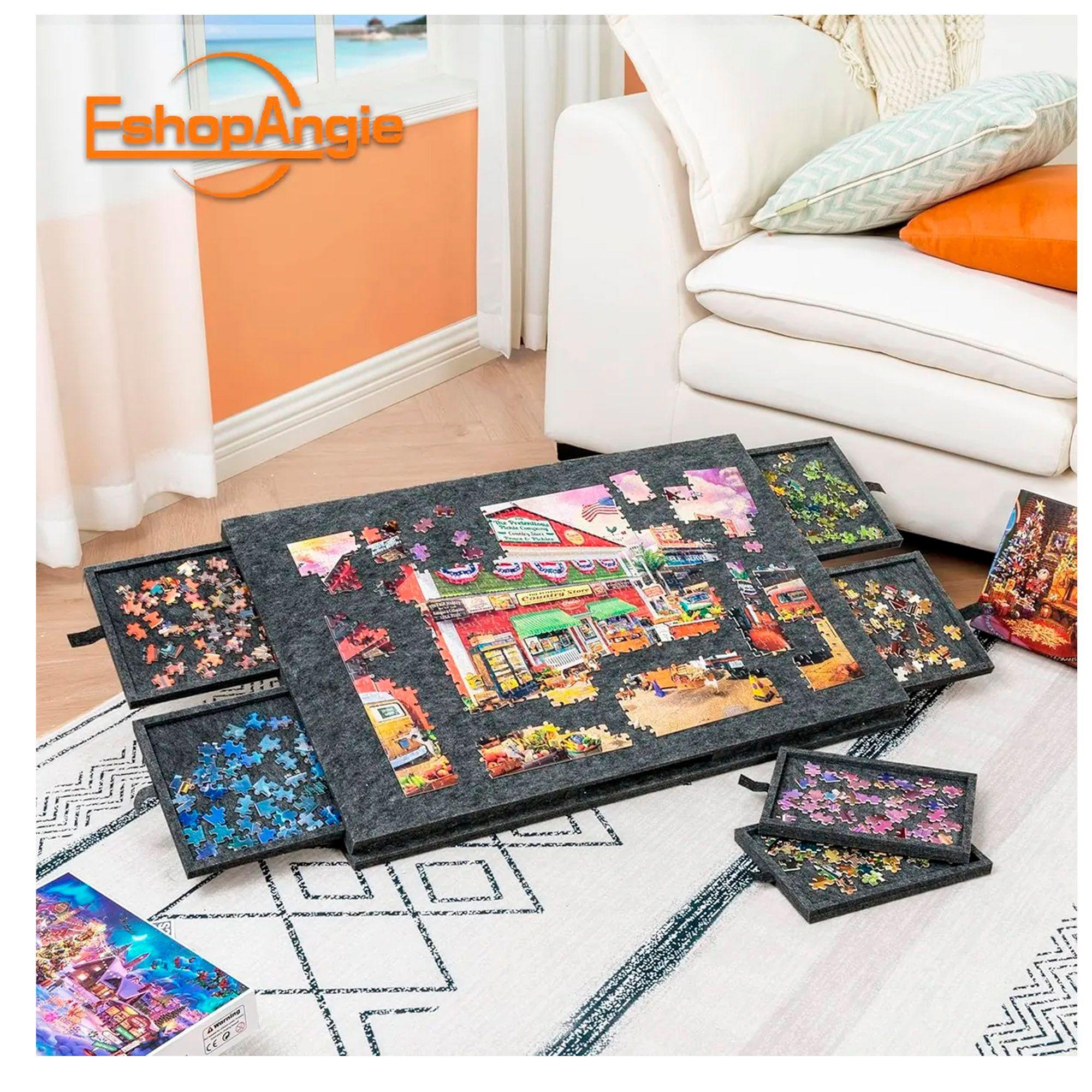 Tabla De Rompecabezas Inclinable Con Soporte Y 6 Cajones-4