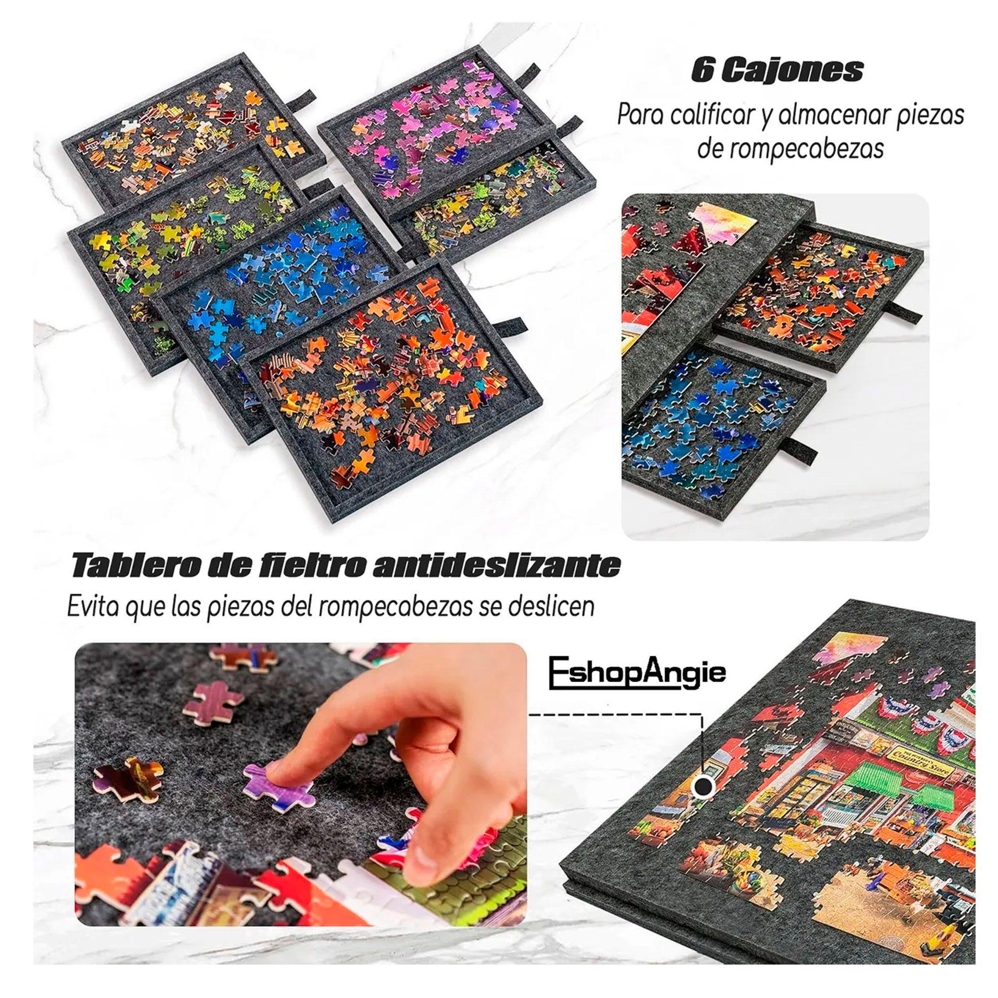 Tabla De Rompecabezas Inclinable Con Soporte Y 6 Cajones-5