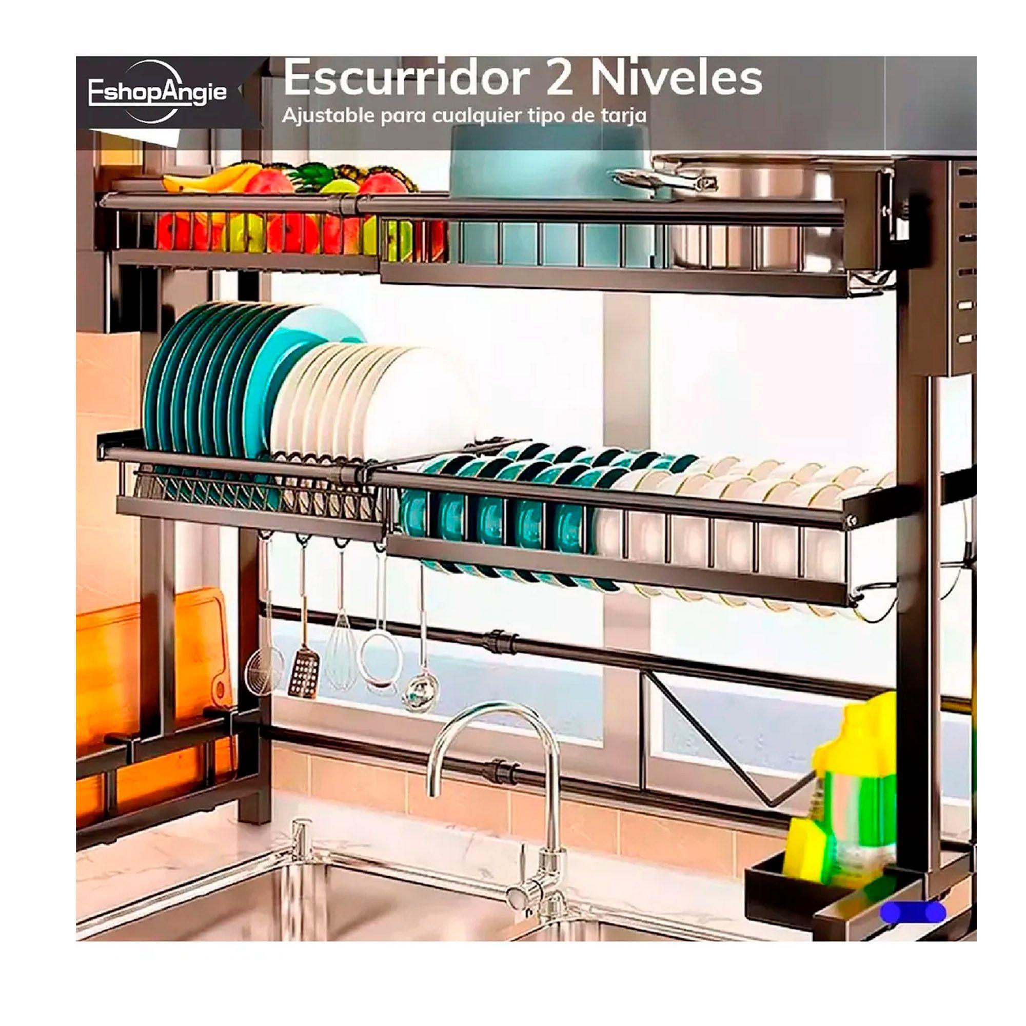 Escurridor Platos Trastes 2 Niveles Ajustable Para Fregadero-2