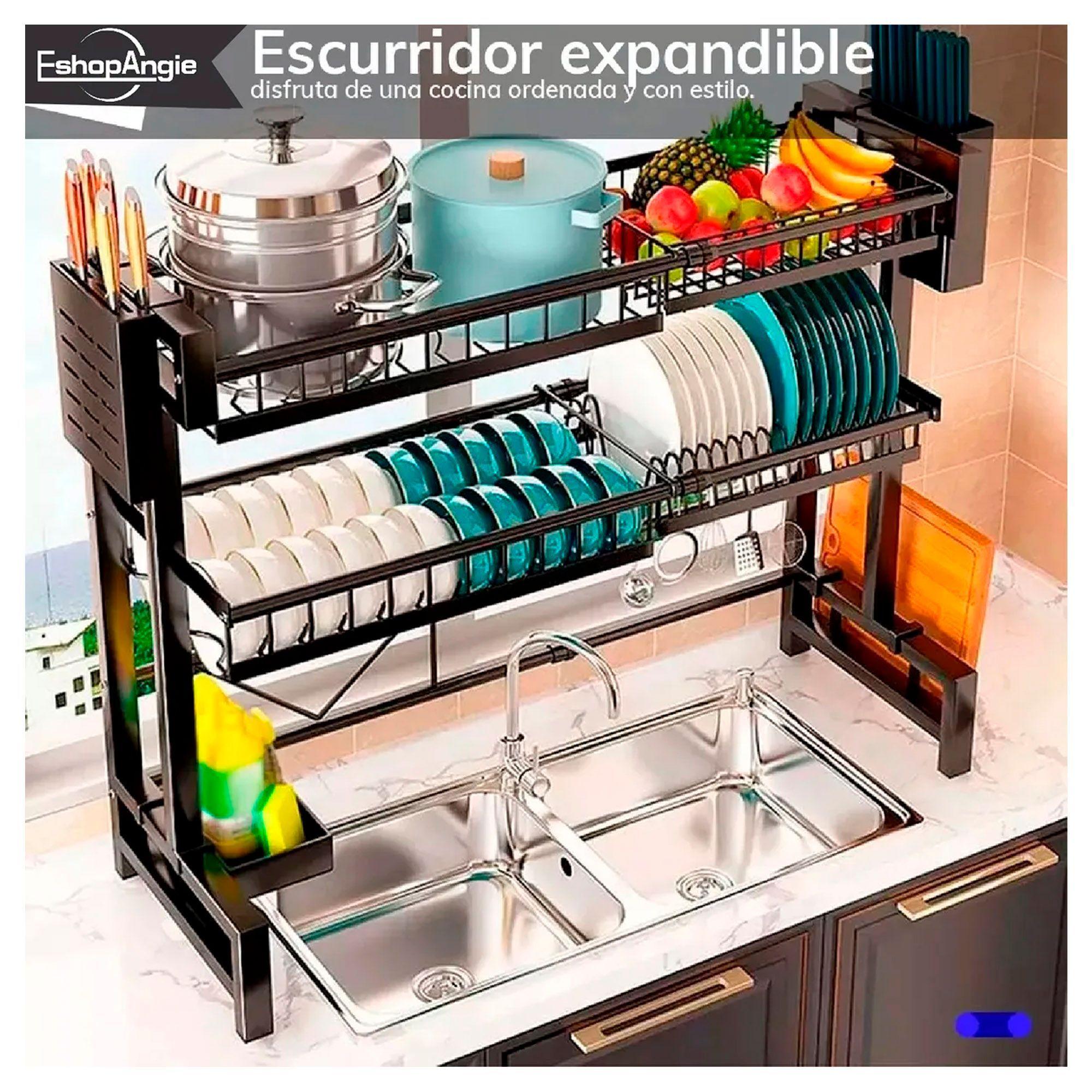 Escurridor Platos Trastes 2 Niveles Ajustable Para Fregadero-4