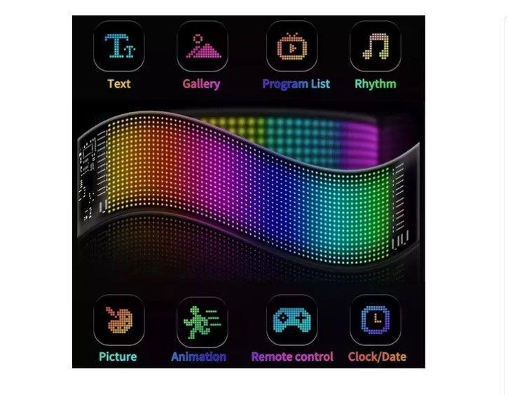 Letrero Led Matrix Flexible Rgb App Control Usb Auto 16x96-4