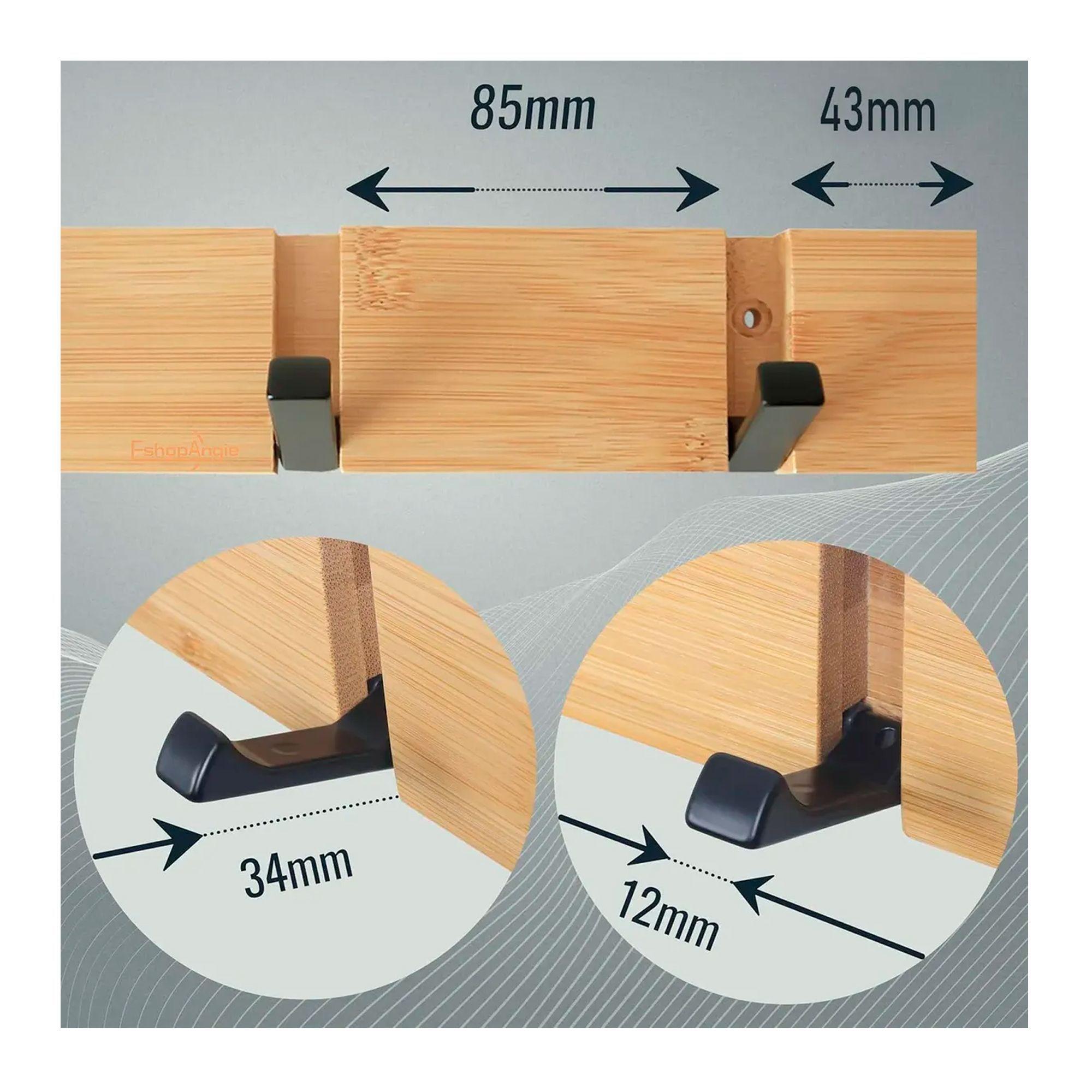 Perchero De Pared Madera Bambu 5 Ganchos Plegables Retractil Agregar a favoritos-3