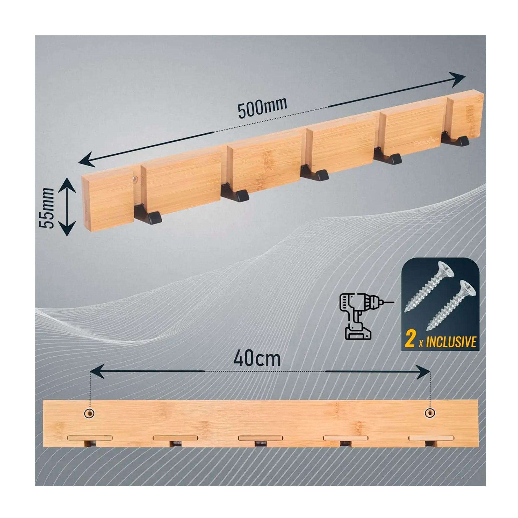 Perchero De Pared Madera Bambu 5 Ganchos Plegables Retractil Agregar a favoritos-4