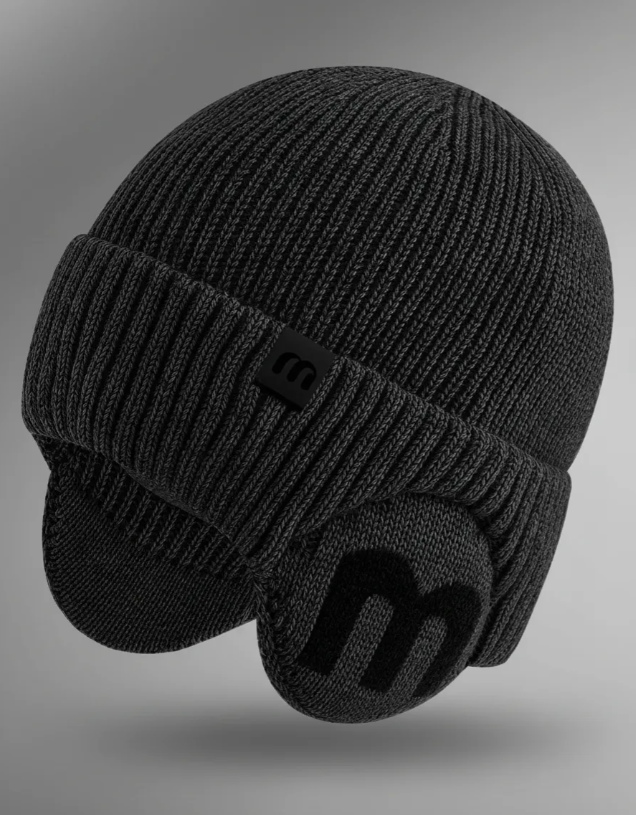 Gorro Tejido Unisex Con Orejeras Invierno Termico Gris Oscuro-2