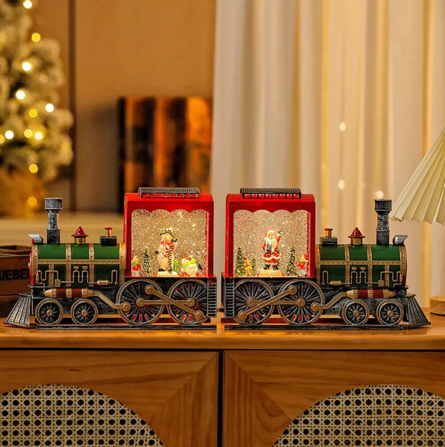 Adorno Tren Farol Decorativo Musical Con Luces De Navidad-4
