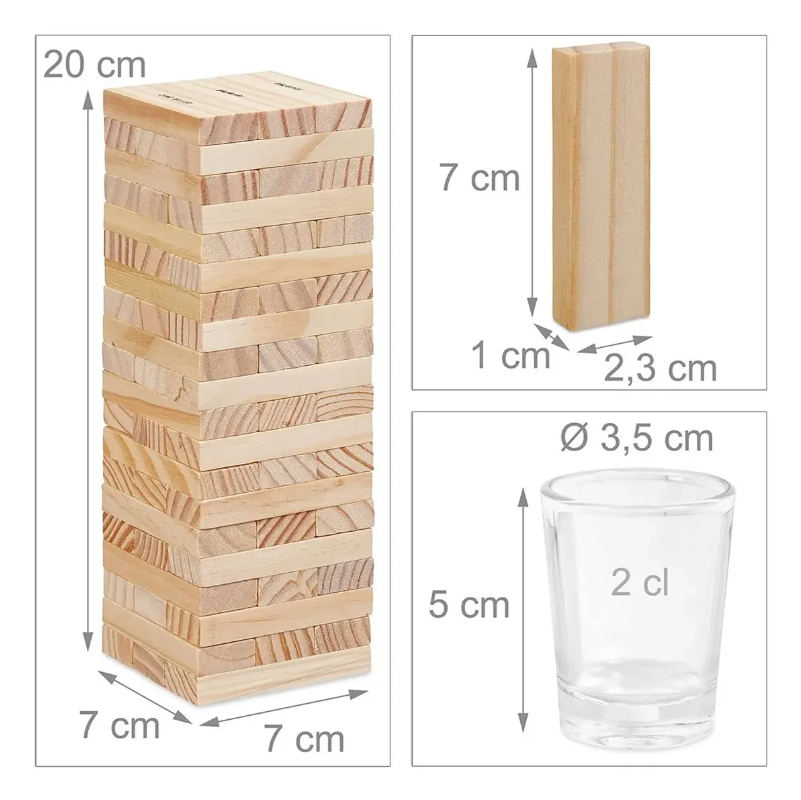 Juego Jenga Trago Para Adultos Drunken Tower 4 Vasos Shots Mesa Ingles-6