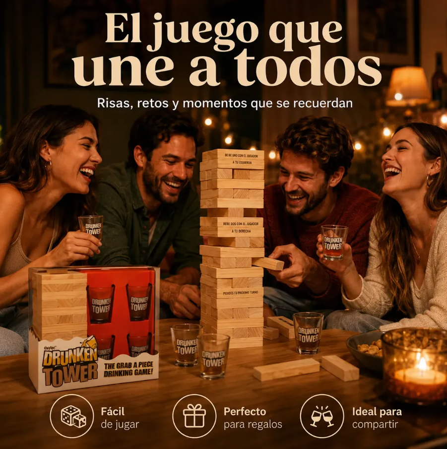 Juego Jenga Trago Para Adultos Drunken Tower 4 Vasos Shots Mesa Ingles-7