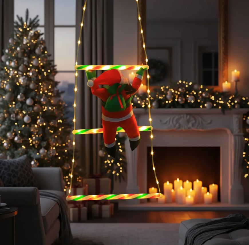 Luces De Navidad Solares Pascuero Escalando 150cm Decorativo Amarillo-2