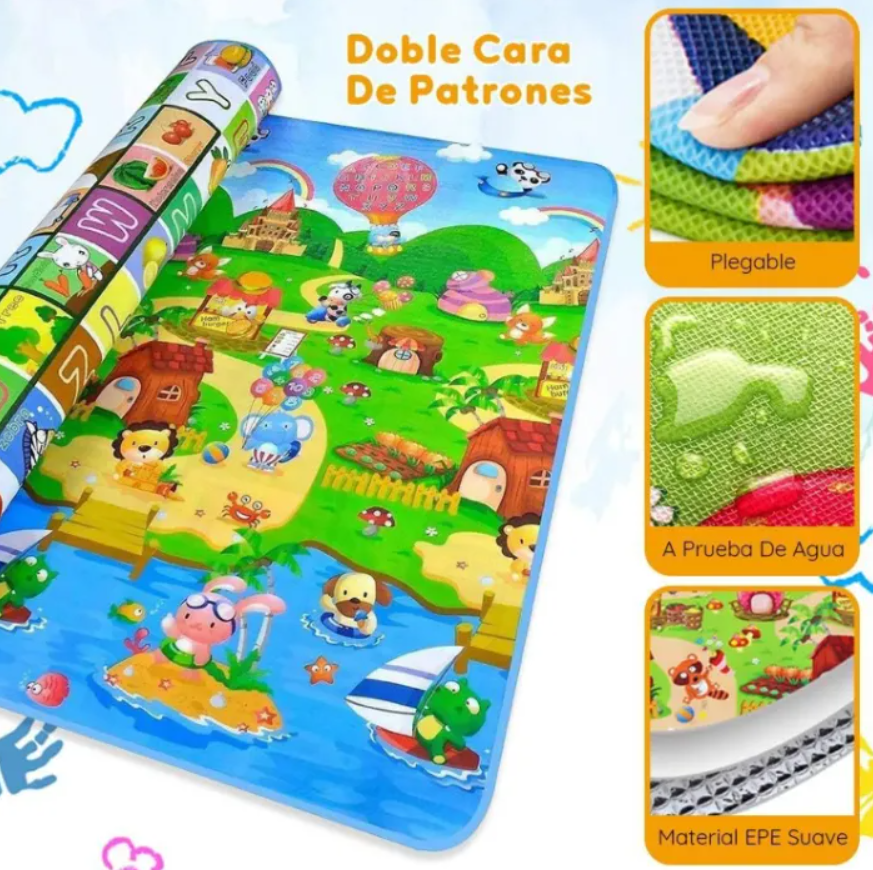 Alfombra Antigolpes Para Niños Bebes 180x120 Diseño 2 Lados-5