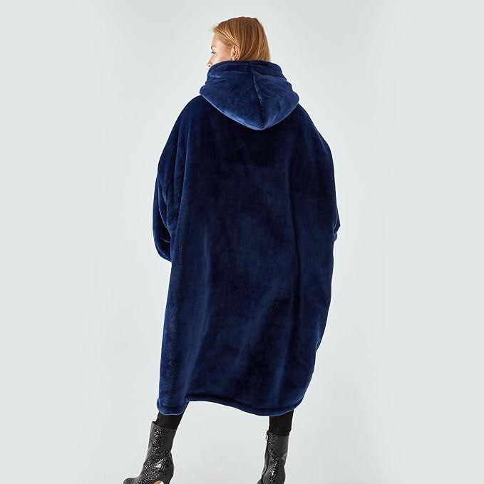Maxi Poleron Sherpa Con Cierre De Chiporro Oversize Azul-3