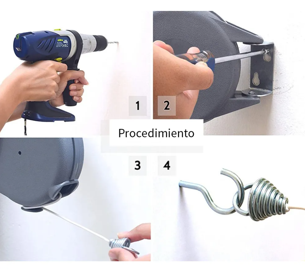 Tendedero Retr ctil Ropa Colgador Pared Doble Lineal 12m-2