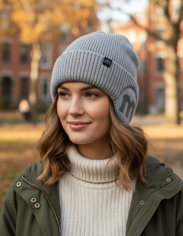 Gorro Tejido Unisex Con Orejeras Invierno Termico Gris-2