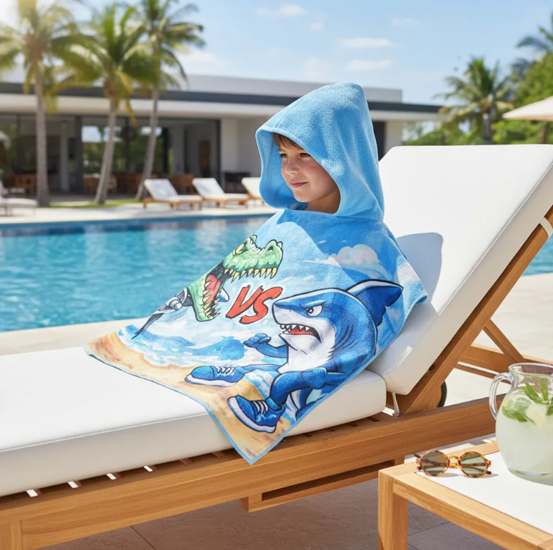 Toallas De Ba o Brainrot Con Capucha Para Ni os De Playa Azul-5