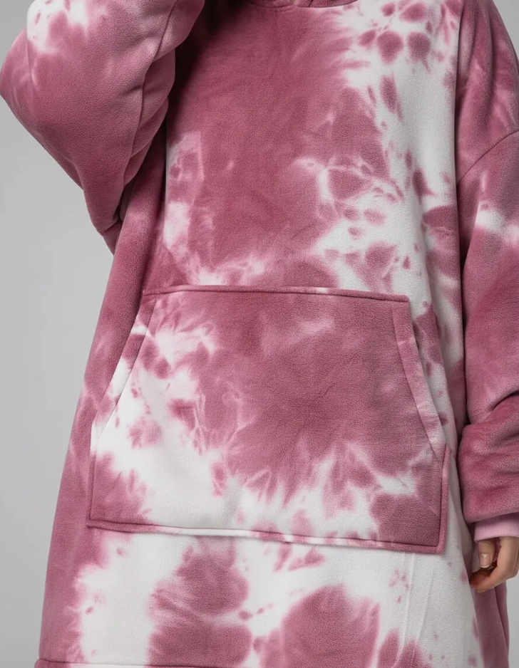Maxi Poleron Sherpa Con Chiporro Oversize Invierno Rosa Con Blanco-2