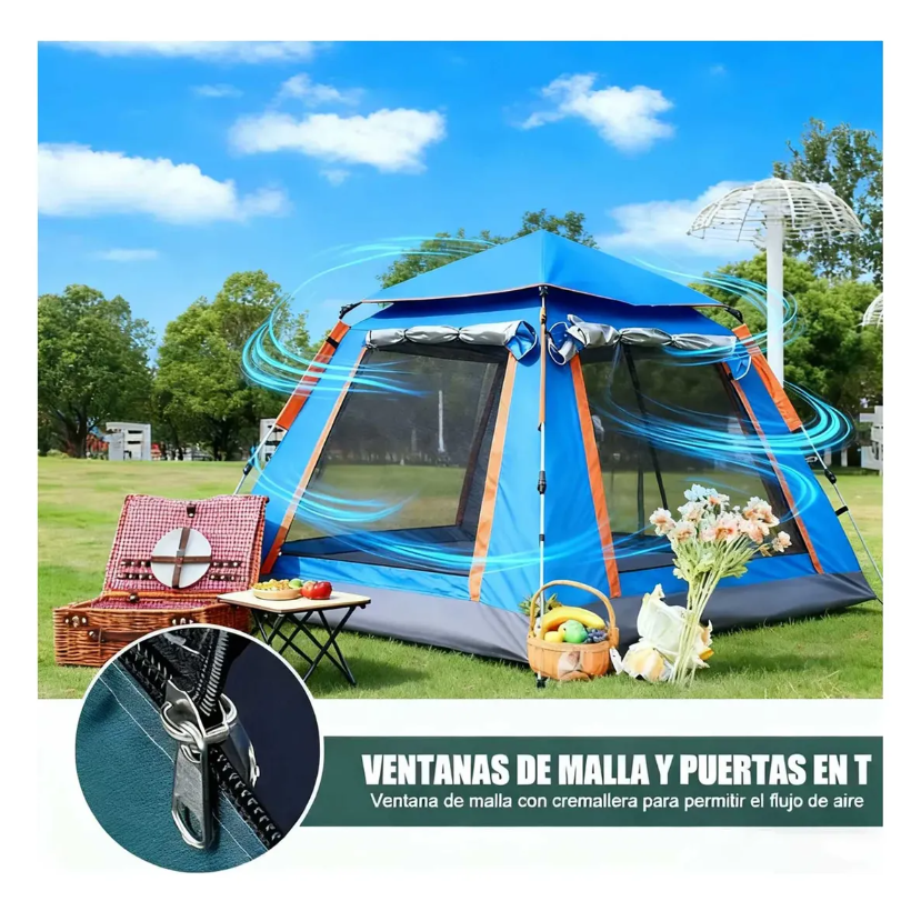 Tienda Carpa Casa Camping Acampar Alta Capacidad 240 240cm Azul-3