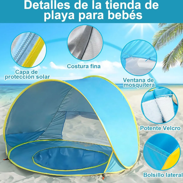 Carpa Piscina Plegable Tienda De Playa Con Piscina Para Bebe Azul-4