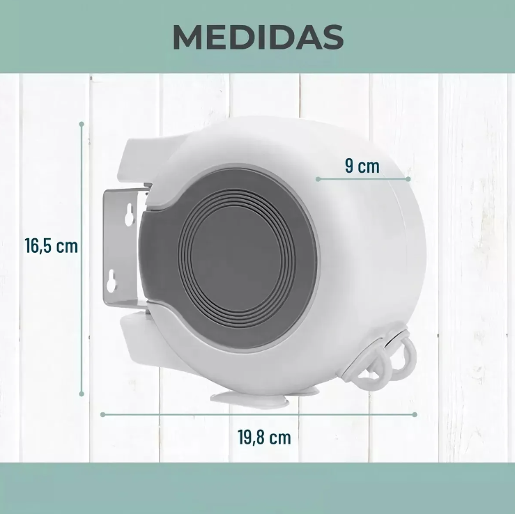 Tendedero Retr ctil Colgador Ropa Pared Doble Lineal Cuerda Blanco-4