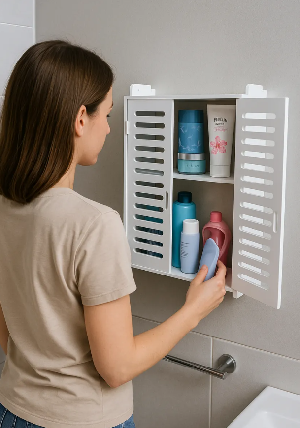 Organizador Estante Repisa Bano Mueble Con Puerta Colgante-4