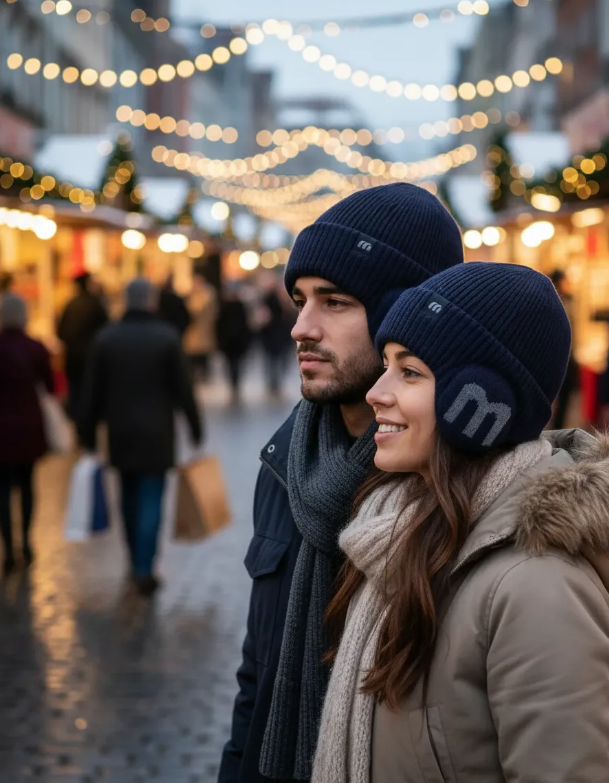 Gorro Tejido Unisex Con Orejeras Invierno Termico Azul-2