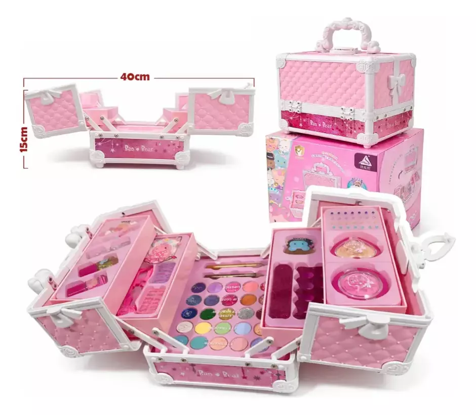 Set De Maquillaje Maleta Grande Real De Juguete Para Ninas Y Manicure 42pc Rosa-2