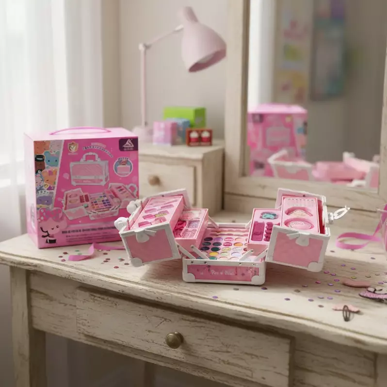 Set De Maquillaje Maleta Grande Real De Juguete Para Ninas Y Manicure 42pc Rosa-4